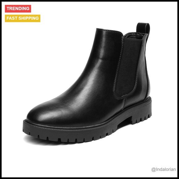 Low Heel Chelsea Ankle Boots Slip On Elastic Fashion Minimal Chic Fall Booties